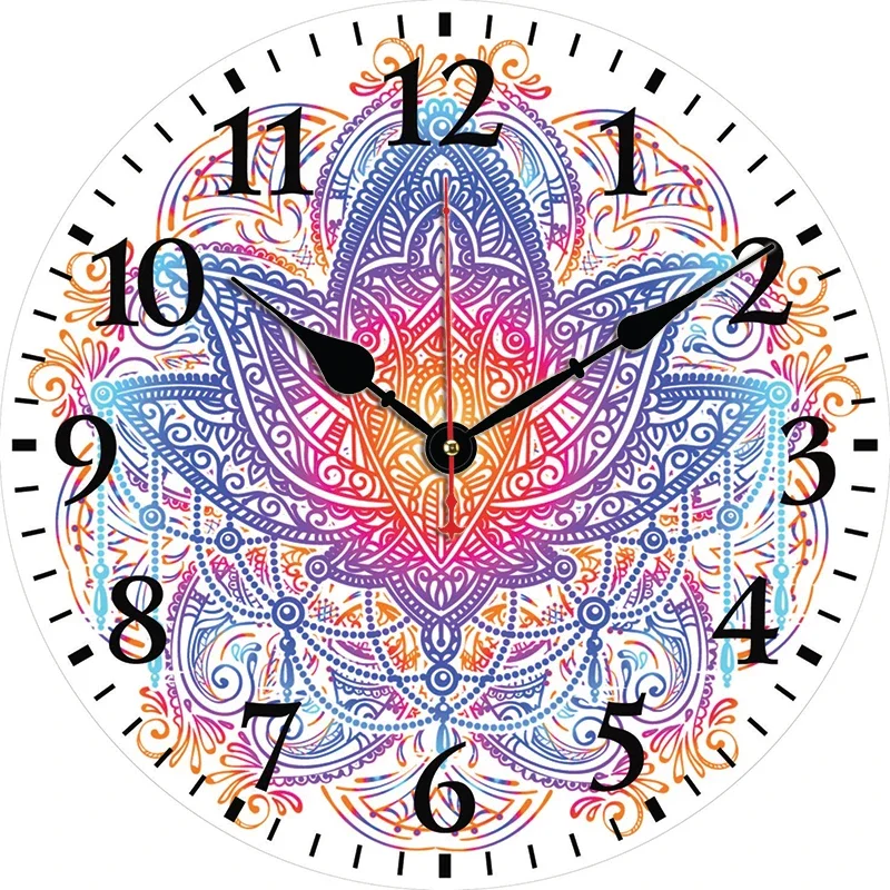 Lotus Bohemia Custom Large Clock Living Room Home Decor Round Wall Clock Quartz Table Clock Children Bedroom Wall Decoration