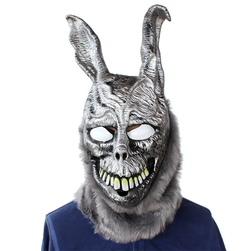 Funny Donnie Darko Frank the Bunny Rabbit Mask Latex and Fur Halloween Costume Animal Masks Party Cosplay Dress Props Adults