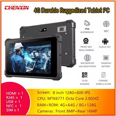 10.1" 1280*800 A10ST 4G Three-proof Tablet PC 4G 64G/8G 128G MTK6771 Android10 BT4.2 13.0MP Camera 10000mAh GPS HD TYPE-C IP67