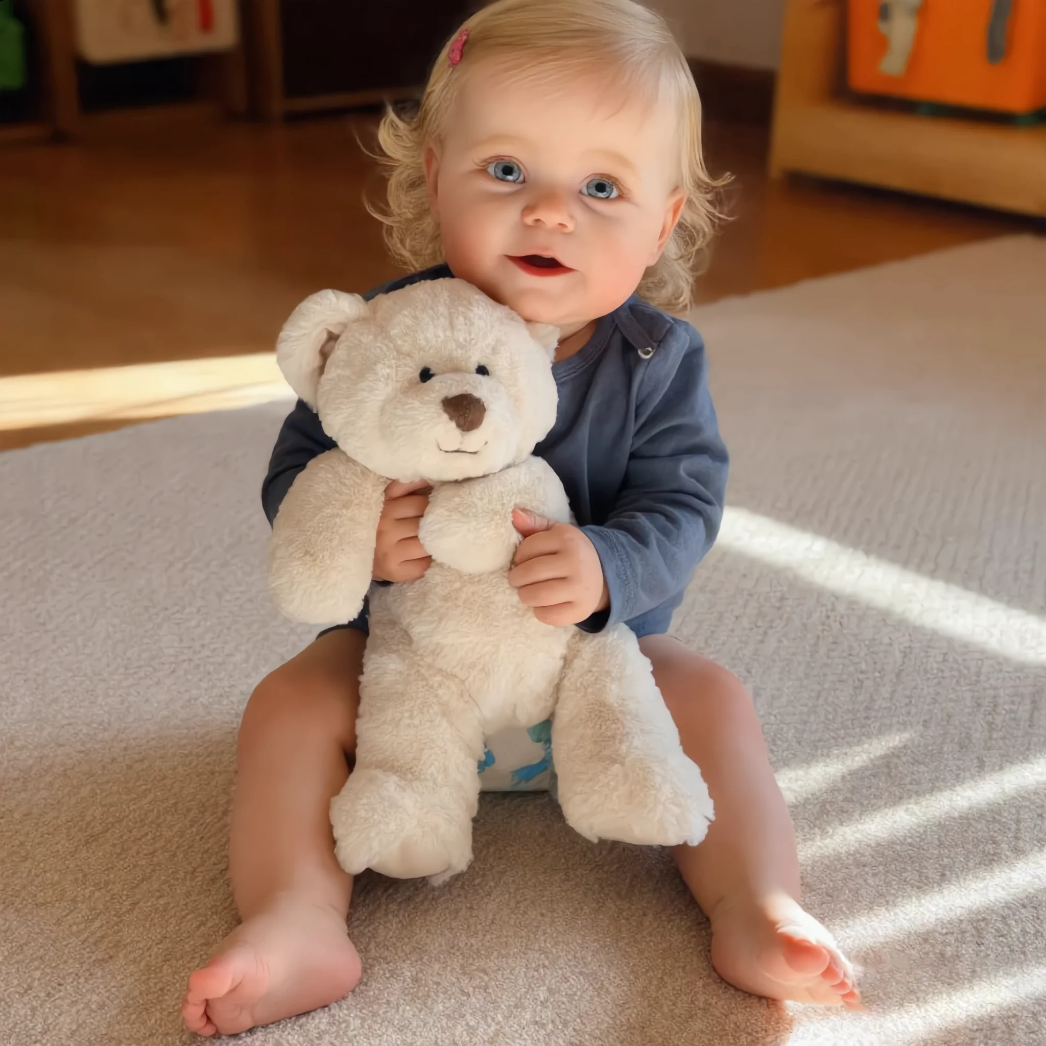 20 Zoll Realistische Reborn-Babypuppen aus Vollsilikon, 50cm Lebensechte Neugeborene Babypuppe mit Blonden Haaren & Plüschtier, Sammlerstück Geschenk