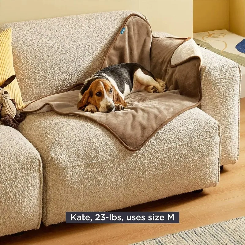 

100% Polyester Reversible Sherpa Fleece Pet Blanket Pee Proof Liquid Resistant Dog Cover for Sofa Bed & Furniture
