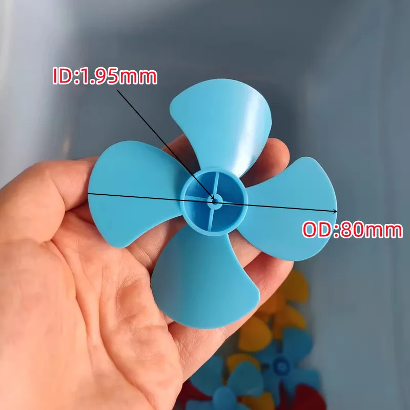 

10pcs Blue 80mm Four-blade 4 Blade Propeller Fit for 2mm Motor Diameter Shaft Fan Paddle Student Technology Handmade Accessories