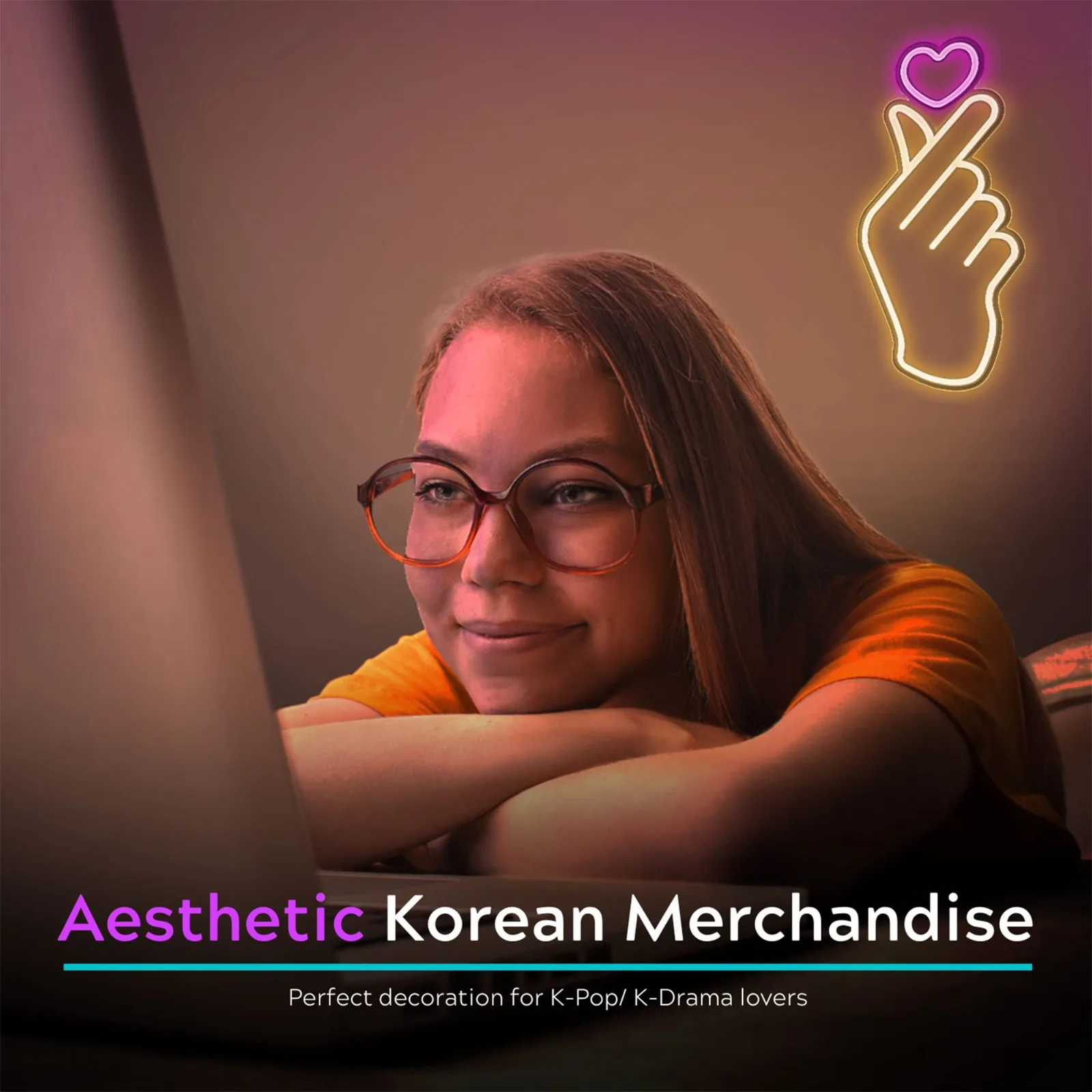 Gesture Love Neon Light Suitable for Wall, Bedroom, Game Room Decorative Symbols LED Neon Light