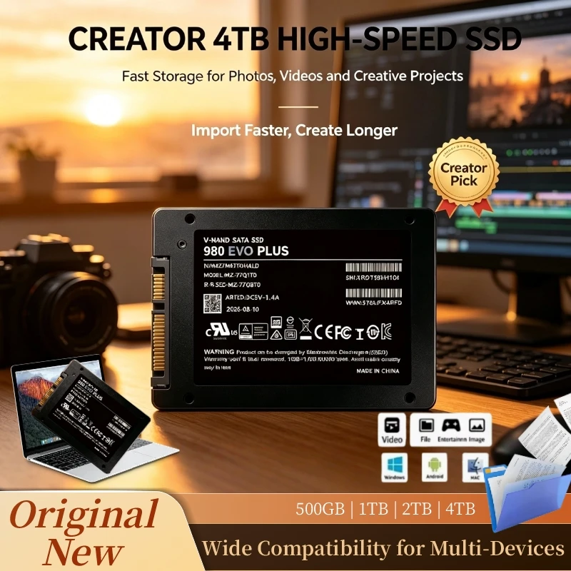 Original 980 EVO Plus 2.5-Inch SATA3 SSD, Embedded Solid State Disk, 4TB/2TB/500GB/1TB, Hard Drive, PC, Laptop, Desktop.