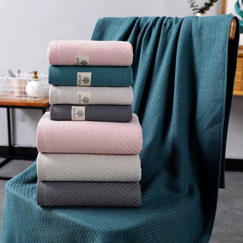 Cotton Face Bath Towel Set for Men and Women, Soft, Reusable, Bathroom, High Quality, 70*140 cm, 75*35 cm