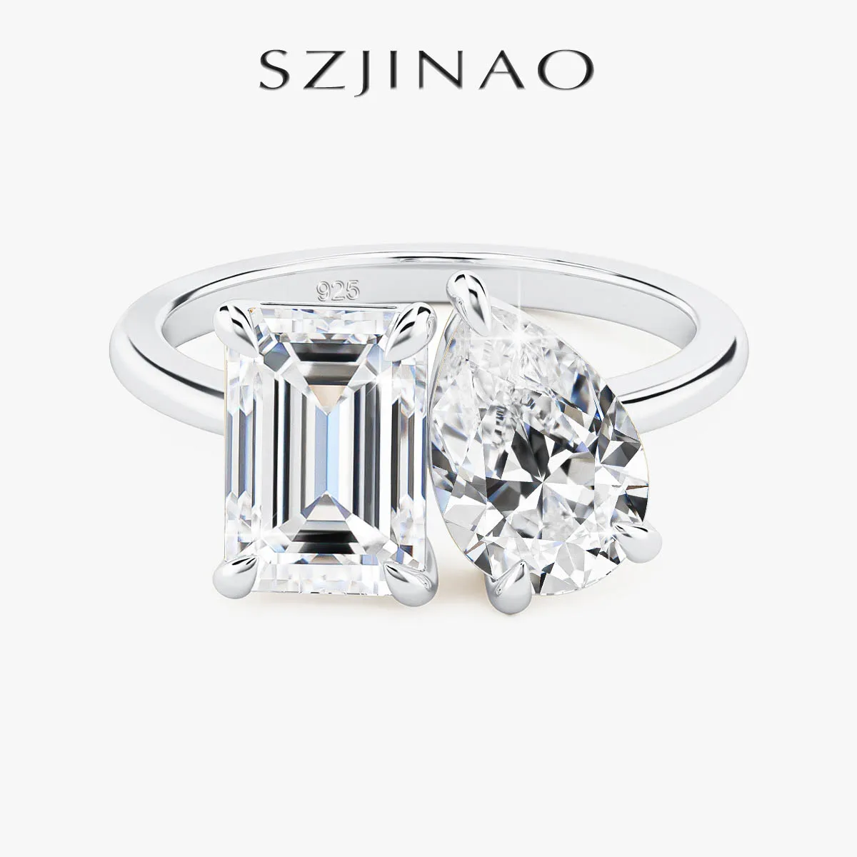 

Изумрудная огранка 2CT D Цвет Moisannite Кольцо Грушевидной огранки с бриллиантом Позолоченное обручальное кольцо из серебра 925 пробы для женщин Свадебный подарок