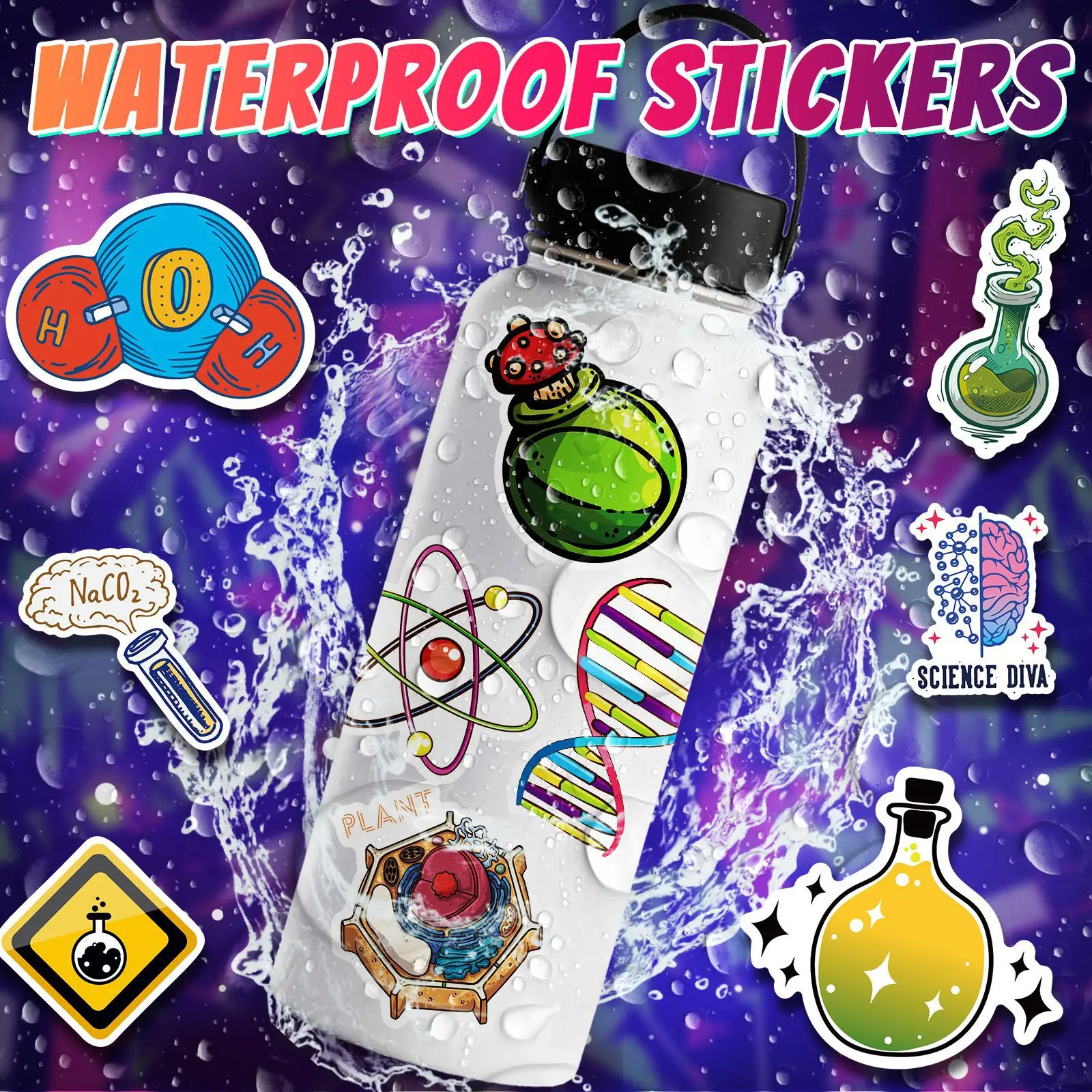 10/25/50pcs Chemical Lab Graffiti Stickers for DIY Scrapbook Stationery Water Bottle Phone Laptop Guitar Decal