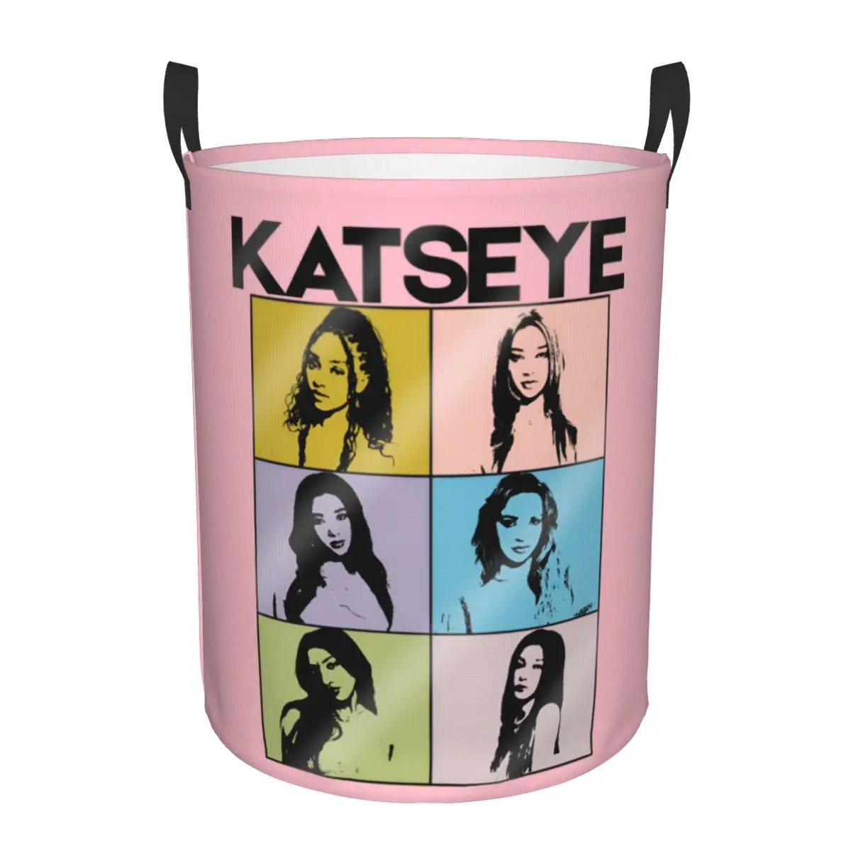 

Custom K-Katseyes Laundry Basket Collapsible Girl Group Clothing Hamper Toys Organizer Storage Bins