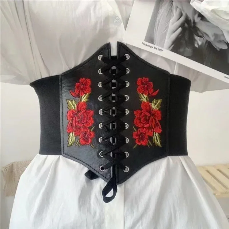 1 PC Fashion Corset Wide Belts Faux Leather Slimming Body Shaping Girdle Belt for Women Elastic Tight High Waist for Daily Wear