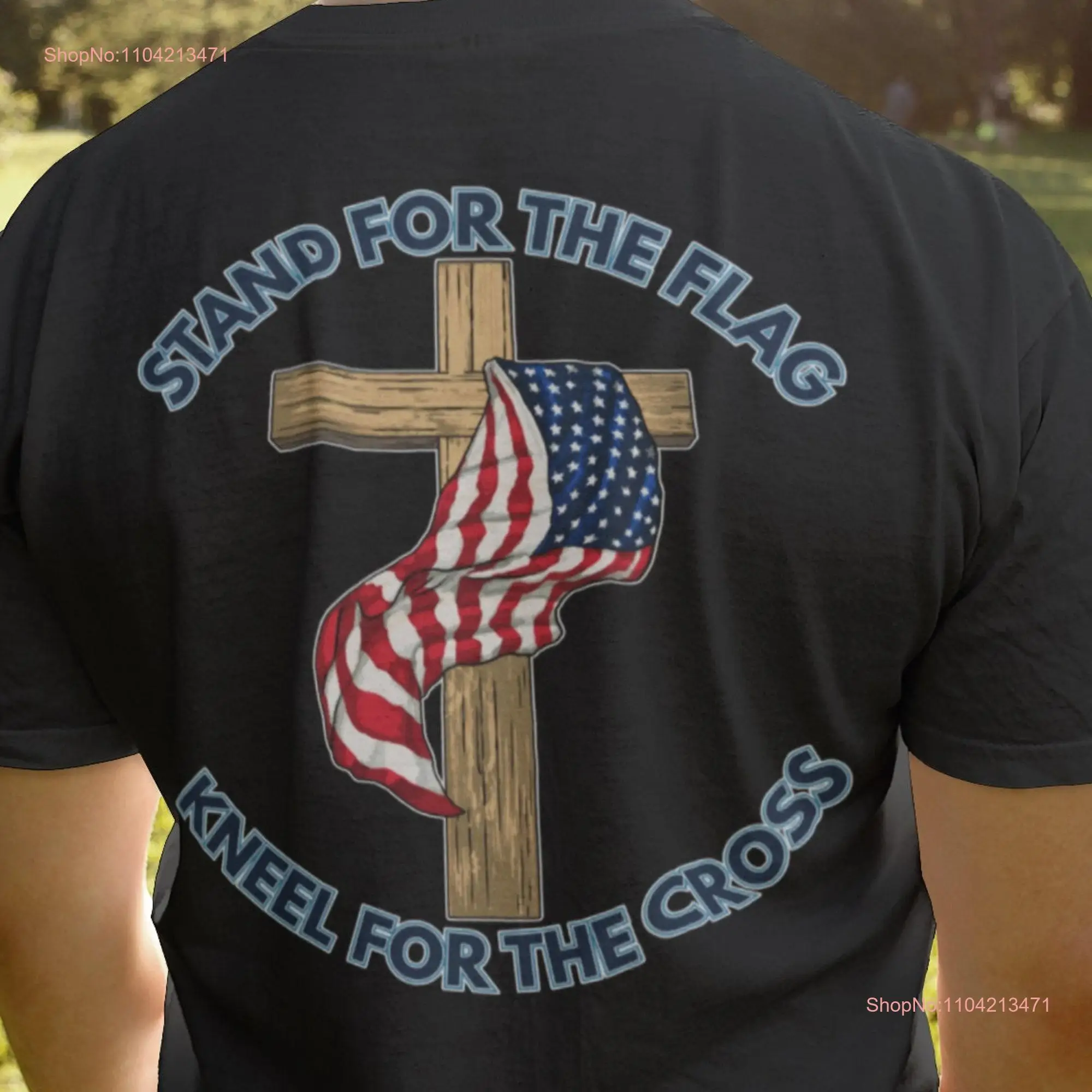 Stand For The Flag Kneel Cross T Shirt Proud American long or short sleeves