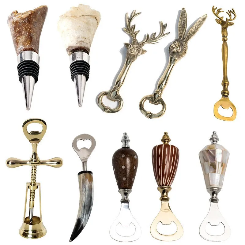 

Creative beef bone wine set corkscrew color shell craft bottle opener model room restaurant wine cooler bar decoration