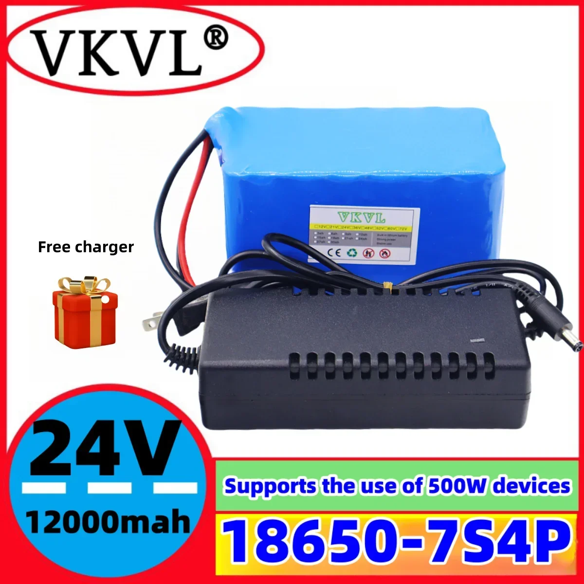 

Air fast transportation18650lithium battery pack 24V29.4V battery7S4P12AH suitable for 250-2000W motor new full capacity+charger