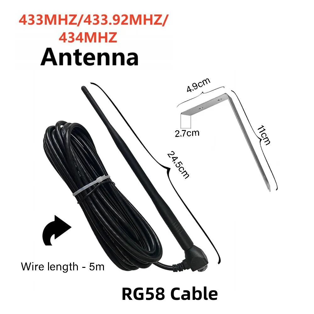 Outdoor Waterproof 433mhz Antenna ultra-long Distance Extender Up to 5m cable for DOORHAN ECOSTAR AVIDSEN Garage Remote Control