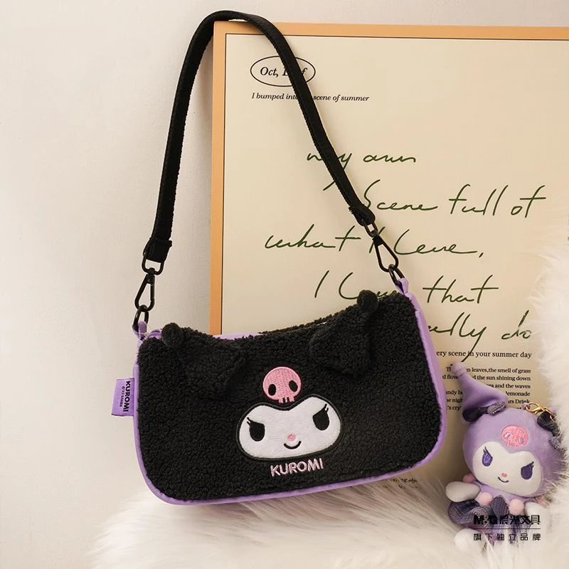 Sanrio Kawaii Anime Kuromi Plush Series Cute Cartoon Versatile Underarm Bag Single Shoulder Bag Outgoing Commuting Handbag Gift