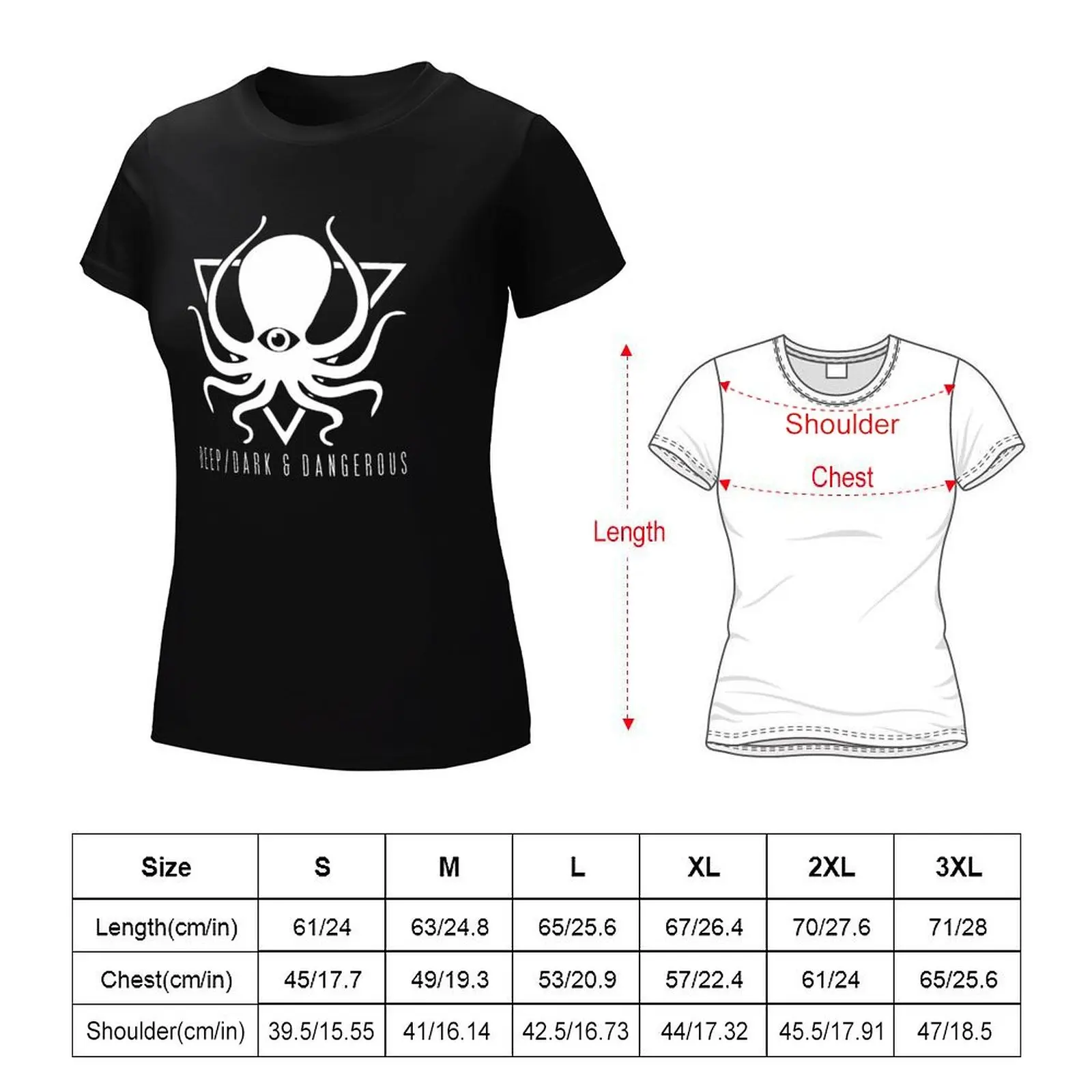 deep dark dangerous DDD octopus logo T-shirt Aesthetic clothing plus size tops western t shirts for Women