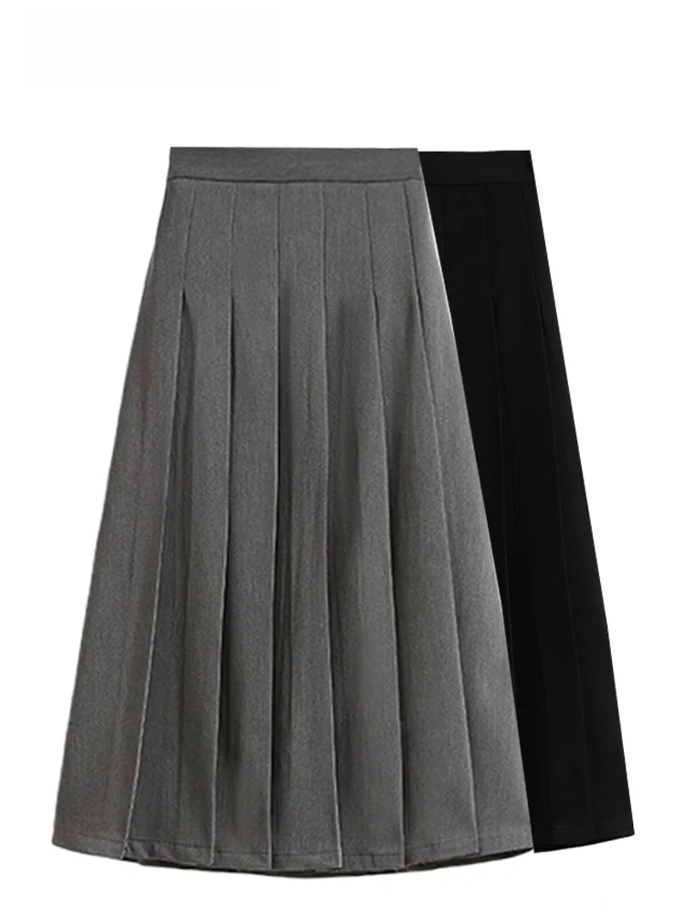

plus Size Suit Sle High Waist A-Line Midi Skirt Women's Autumn plus Size Belly Covering Slimming Pleated Skirt Casual Korea...