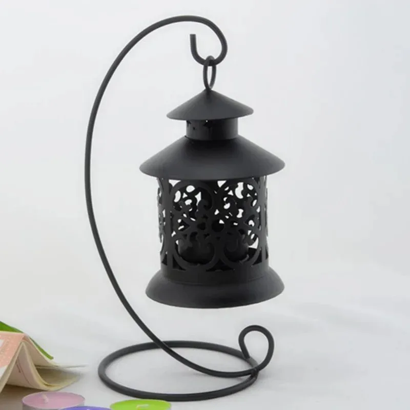 

TOPLIVING Hanging Candlestick Wrought Iron Art Candle Tealight Holder Vintage Hollow Out Lantern Tabletop Wedding Home Decoratio