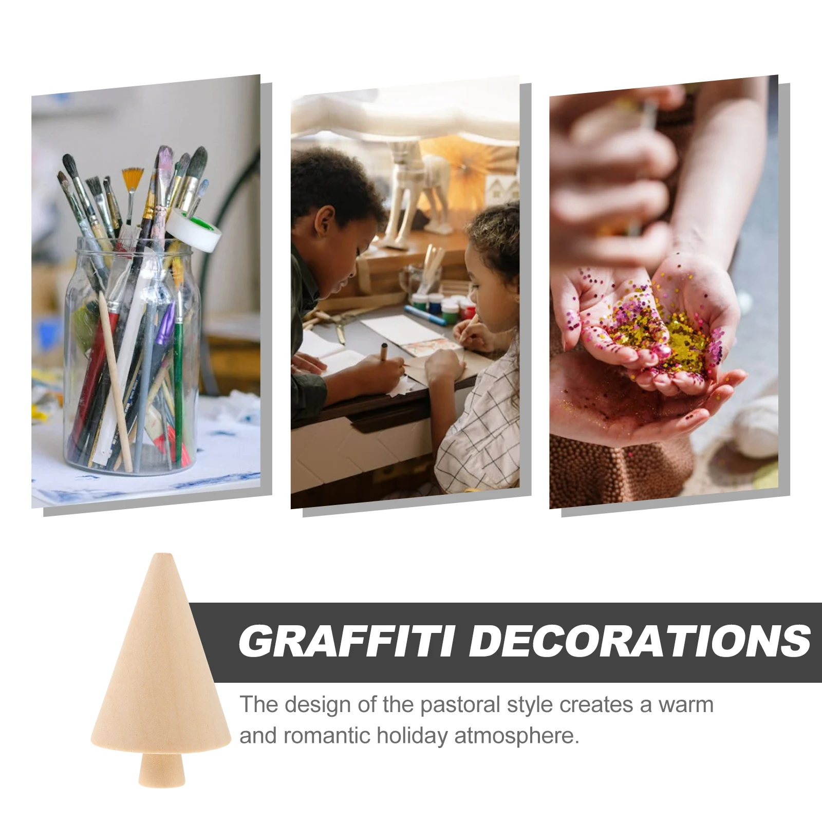 

10pcs 70x42MM Natural Wood Unfinished Christmas Tree DIY Craft Decoration Kids Paintable Mini Toy Xmas Accessories