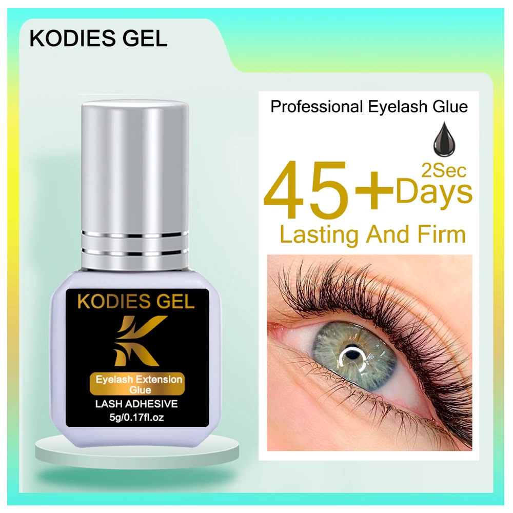 KODIES GEL 2S Dry Eyelash Extension Glue 5g Professional Waterproof Eye Lashes Glue for Sensitive Eye Makeup Tools Last 45 Days