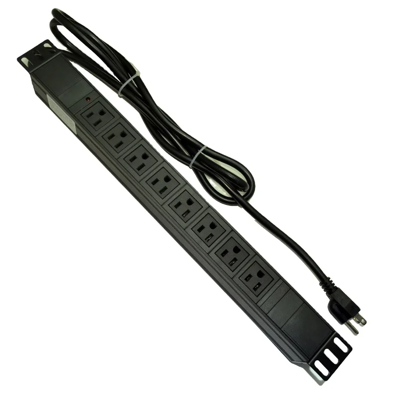 

PDU Cabinet Power Socket 8 Bit American Standard 16A with Indicator Aluminum Alloy 1U 19 Inch Socket Terminal Block