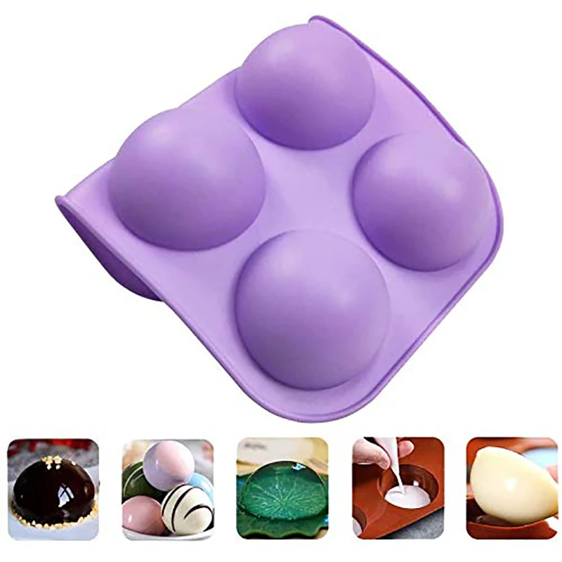 3Packs Medium Semi Sphere Silicone Mold Baking Mold For Making Chocolate, Cake, Jelly, Dome Mousse