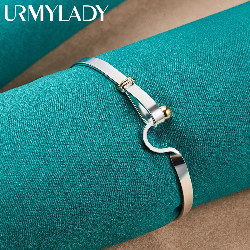 

URMYLADY 925 Sterling Silver U-Hook Buckle Bangles For Women Wedding Party Fashion Charm Jewelry