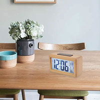 Wooden LED Digital Alarm Clock Offering Multiple Features Including Date Time Formats and Ambient Lighting Control