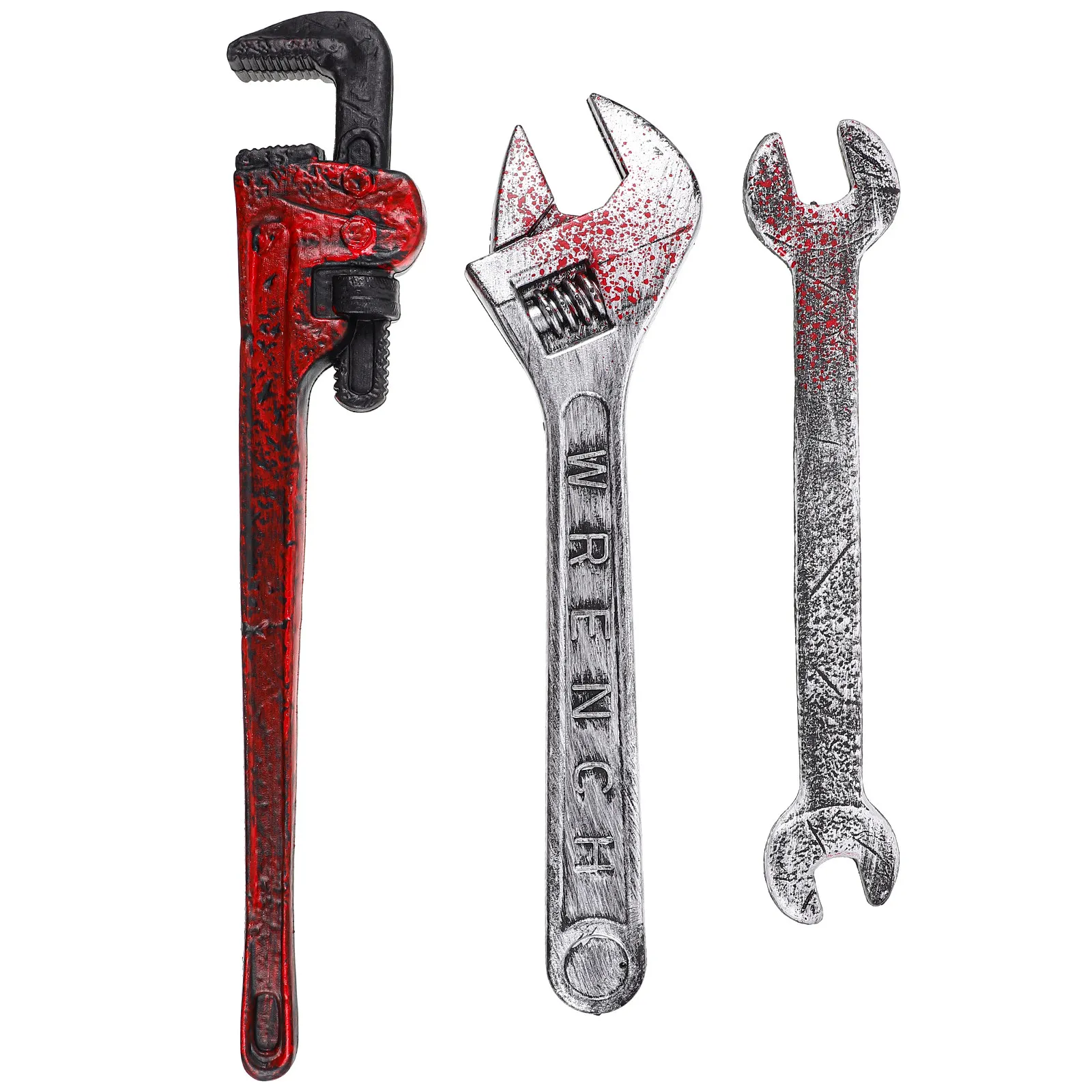 

3Pcs Halloween Wrench Prop Realistic Plastic Costume Accessory Halloween Party Supplies Stage Performance Simulated Wrench Prop