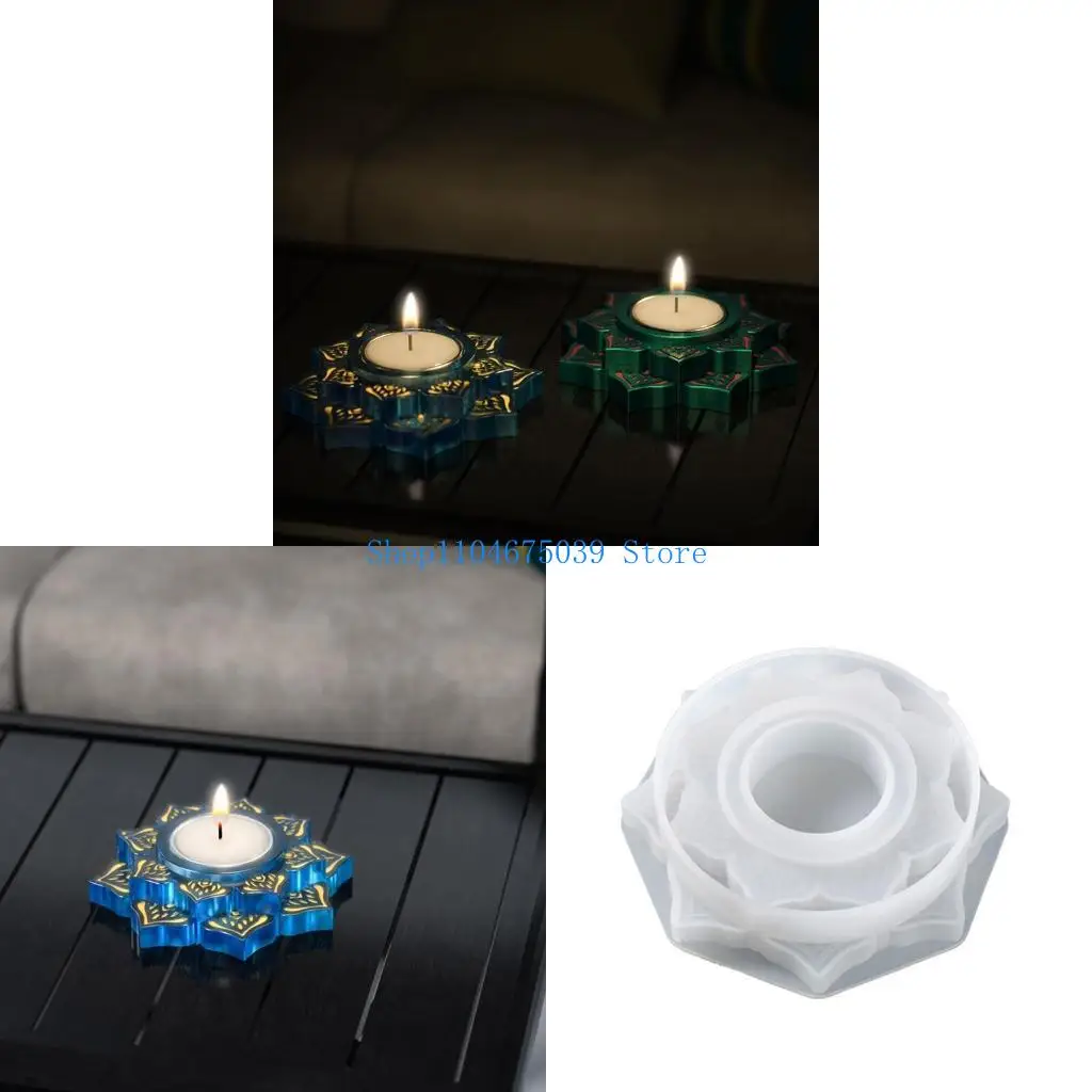 

5asd Flower Lotus Tealight Resin Mould Lotus Candlestick Epoxy Casting Mould for Trinket Container Home Decor Holder Mold