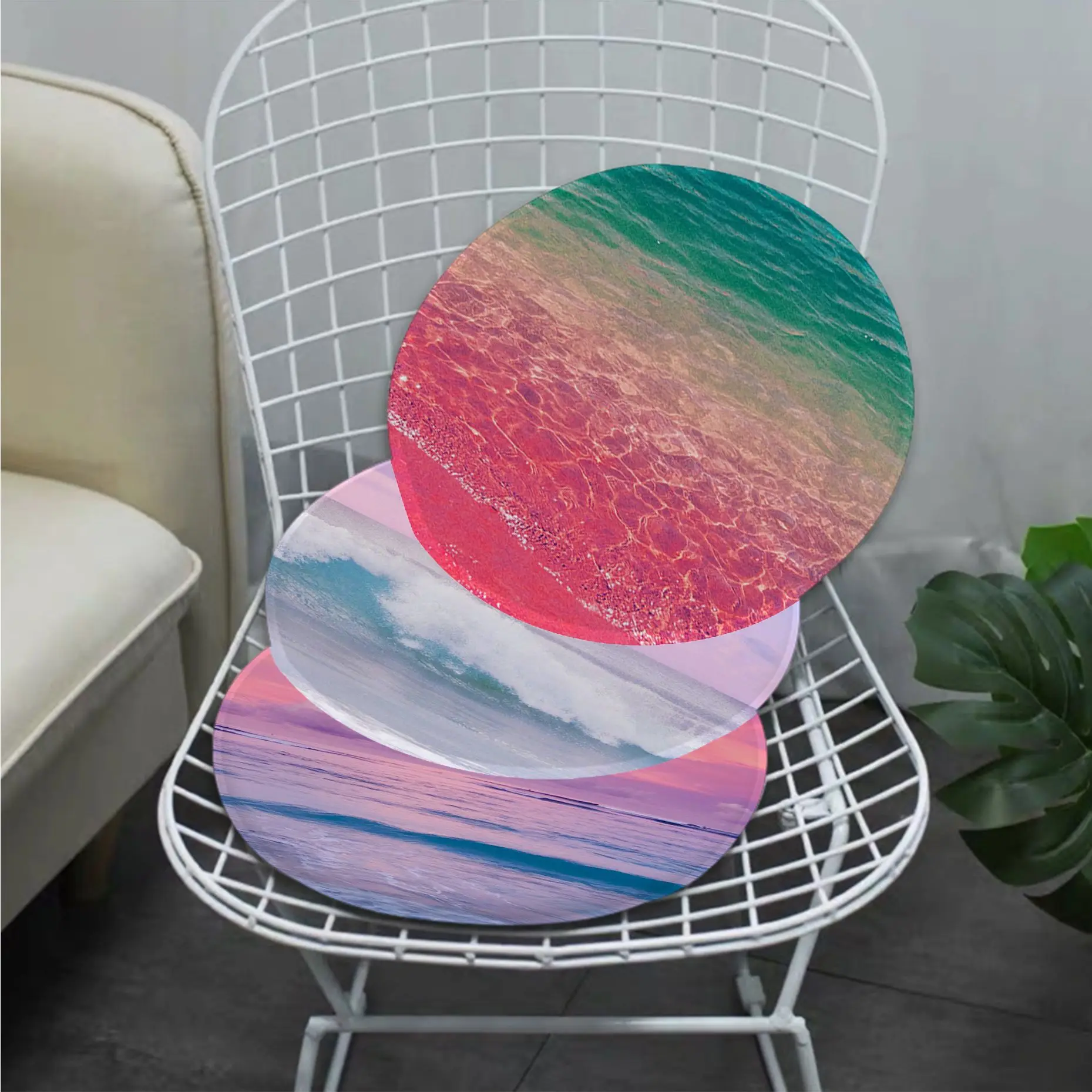 

Pink Purple Sea Art Chair Cushion Soft Office Car Seat Comfort Breathable 45x45cm Sofa Decor Tatami