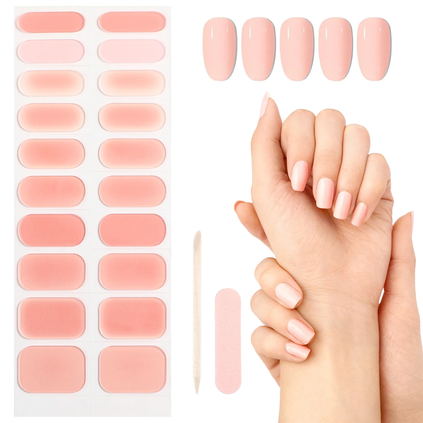 20-delige manicure nagelstickers stempelen polish gelstrips plastic semi-uitgeharde kit