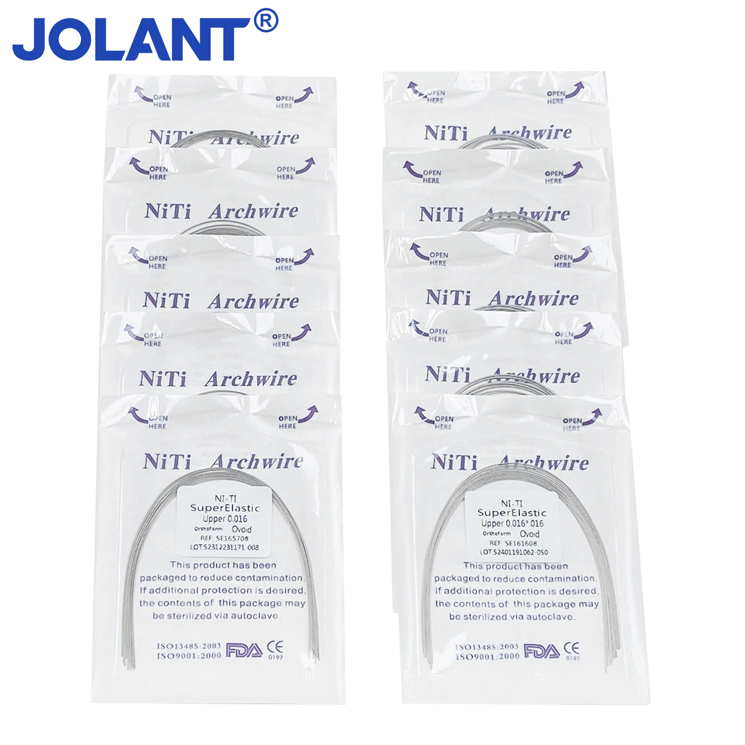 10PCS/Pack JOLANT Dental Orthodontic NITI Round Rectangular Arch Wires Super Elastic Ovoid Form Upper Lower