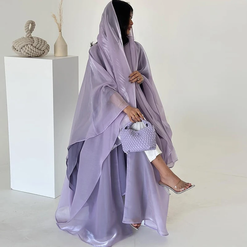 Fashion Batwing Sleeves Loose Women's Robe Shawl 2026 Office Elegant Swing Muslim Coat New Autumn V Neck Solid Color Cardigan