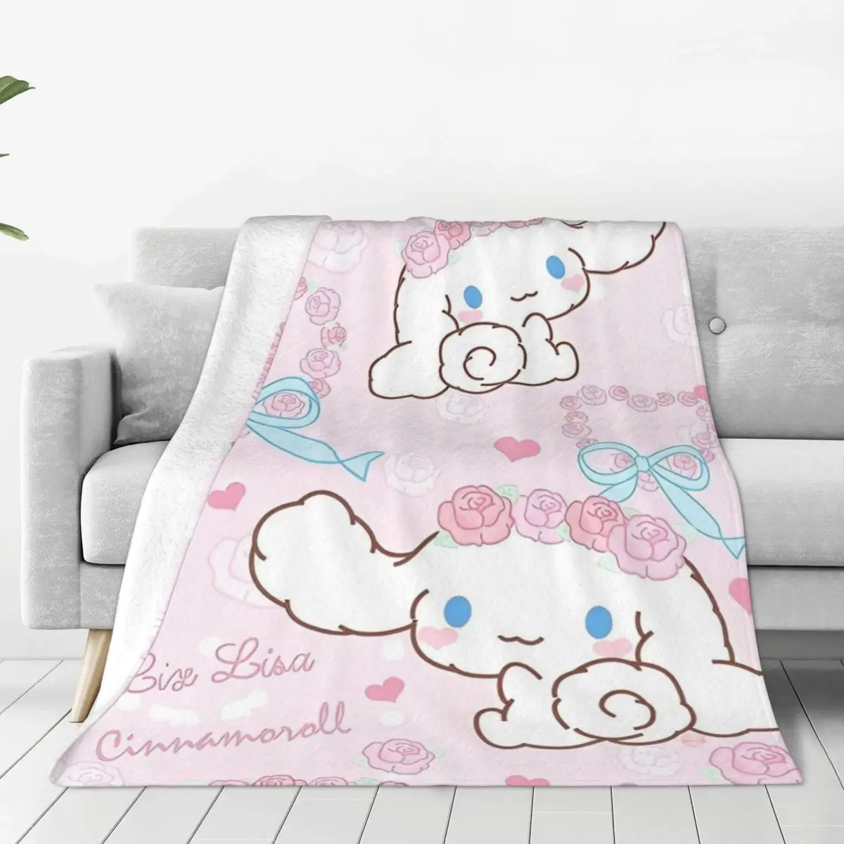 Sanrio Cinnamoroll Cartoon With Friends Blanket Travel Office Flannel Throw Blanket For Outdoor Soft Design Quality Bedspread