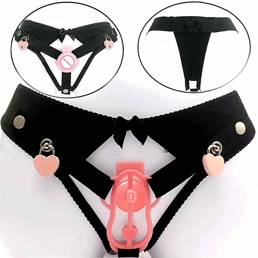 Sissy Male Chastity Belt Lock Assisted Waistband Panties Locking Male Chastity Subby Chastity Panties Anti Falling Harness
