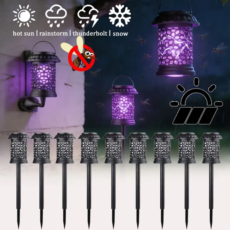 

1-4PCS 3 in 1 Waterproof Solar Mosquito Trap Lamp LED Bug Zapper Killer for Outdoor Camping Garden Lawn Patio