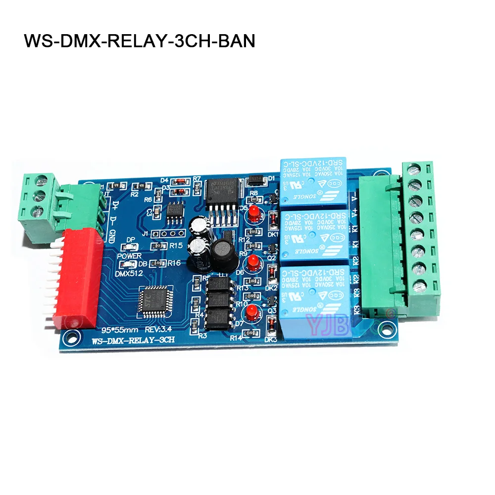 DC12V LED dmx512 Board Module Dump Node 5~24V WS-DMX-RELAY-3CH-BAN Relay Switch 3 Channels LED Dmx512 Dmx Decoder Controller