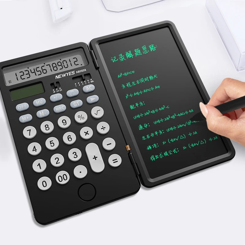 New Pocket Mini Lcd Display Drawing Notepad 12 Digit Economics Calculator With Tablet Notepad