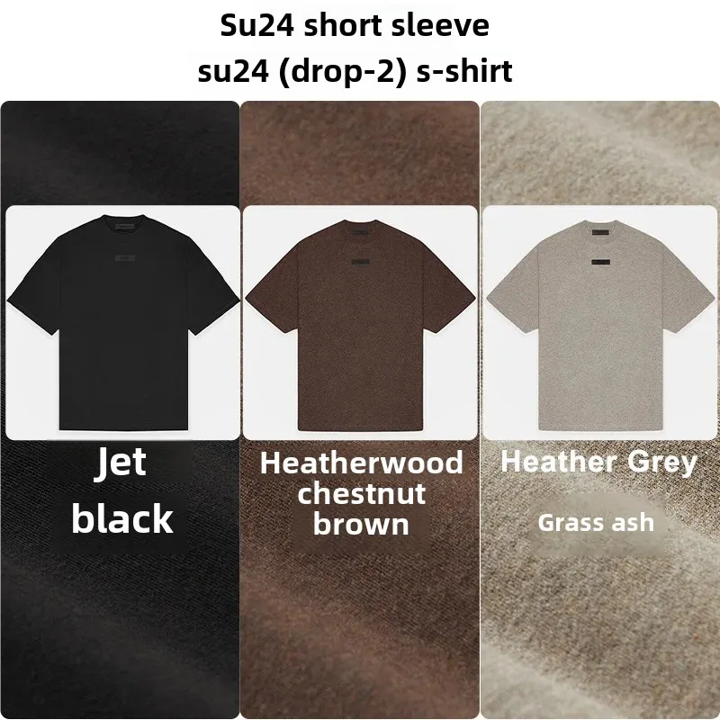 2024 Summer Essential T-shirt Short Sleeves Fog Coprint T Shirt Brown Flocking Wood Grey Color Shirt Men Women Casual Wear