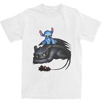 Men Women's T-Shirt Stitch Sitting On Toothless Funny T-Shirts Fashion Summer Tees Y2K Fun Pattern Cotton Tops Plus Size