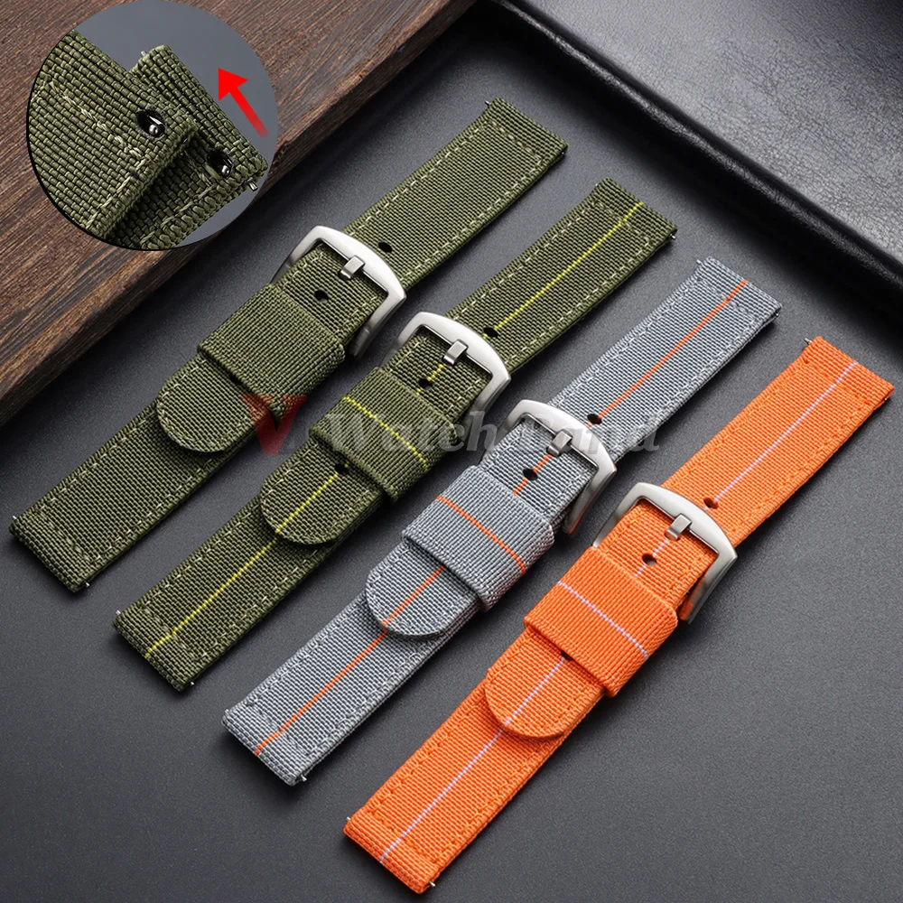 20mm 22mm Nylon Sailcloth Watch Band Replacement for Omega for Seiok Watch Strap Double Layer Elastic Nylon Women Men's Bracelet