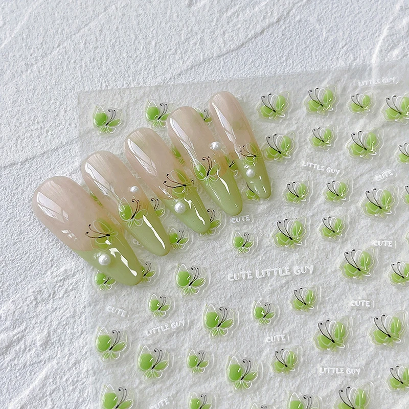 Vlinder Nail Stickers Nail Art Design Decoratie Stickers Diy Blauwe Groene Jelly Manicure Stickers Salon