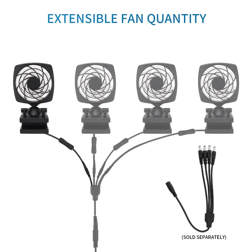 Low Power Consumption Detachable Cooling Fans Fish Tank Temperature Controller 100-240V w/ 360 Rotating Mounter Set Accessories