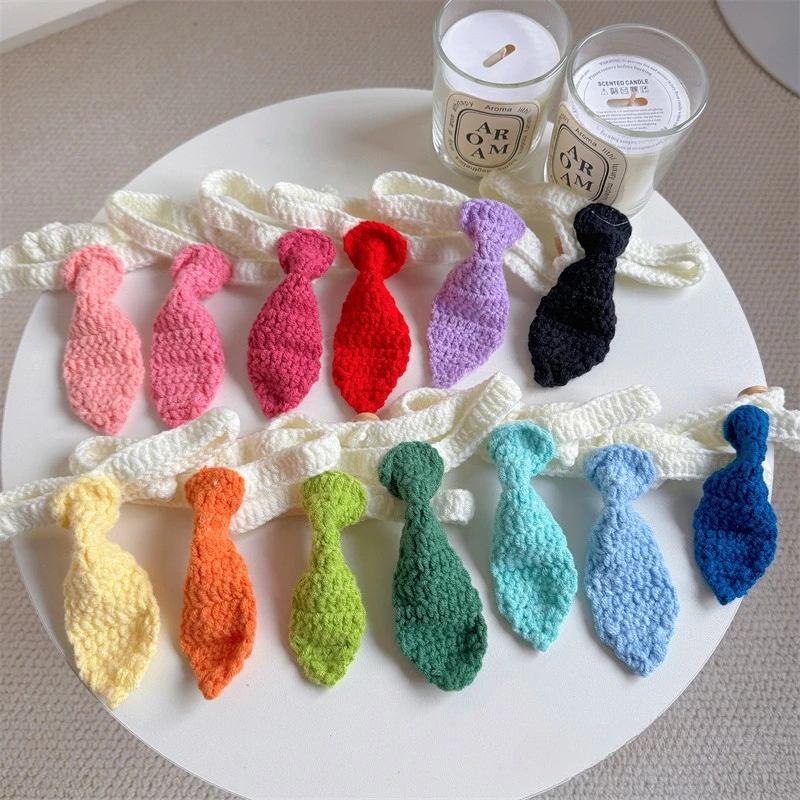 بحتة اليد الكروشيه الحيوانات الأليفة التعادل لينة مرنة القط ربطة القوس فيونكة شتاء دافئ الحيوانات الأليفة الملحقات الكلب مريلة طوق الطرف الديكور