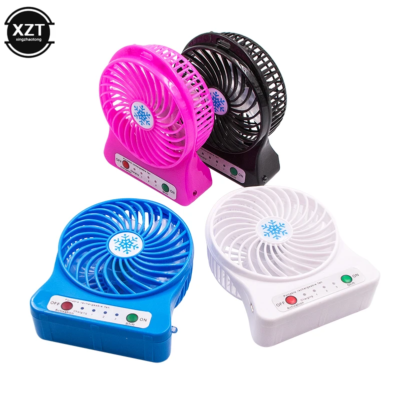 Mini Portable Handheld Fan Rechargeable USB with LED Light Desktop Air Cooler Outdoor Office Small Fan