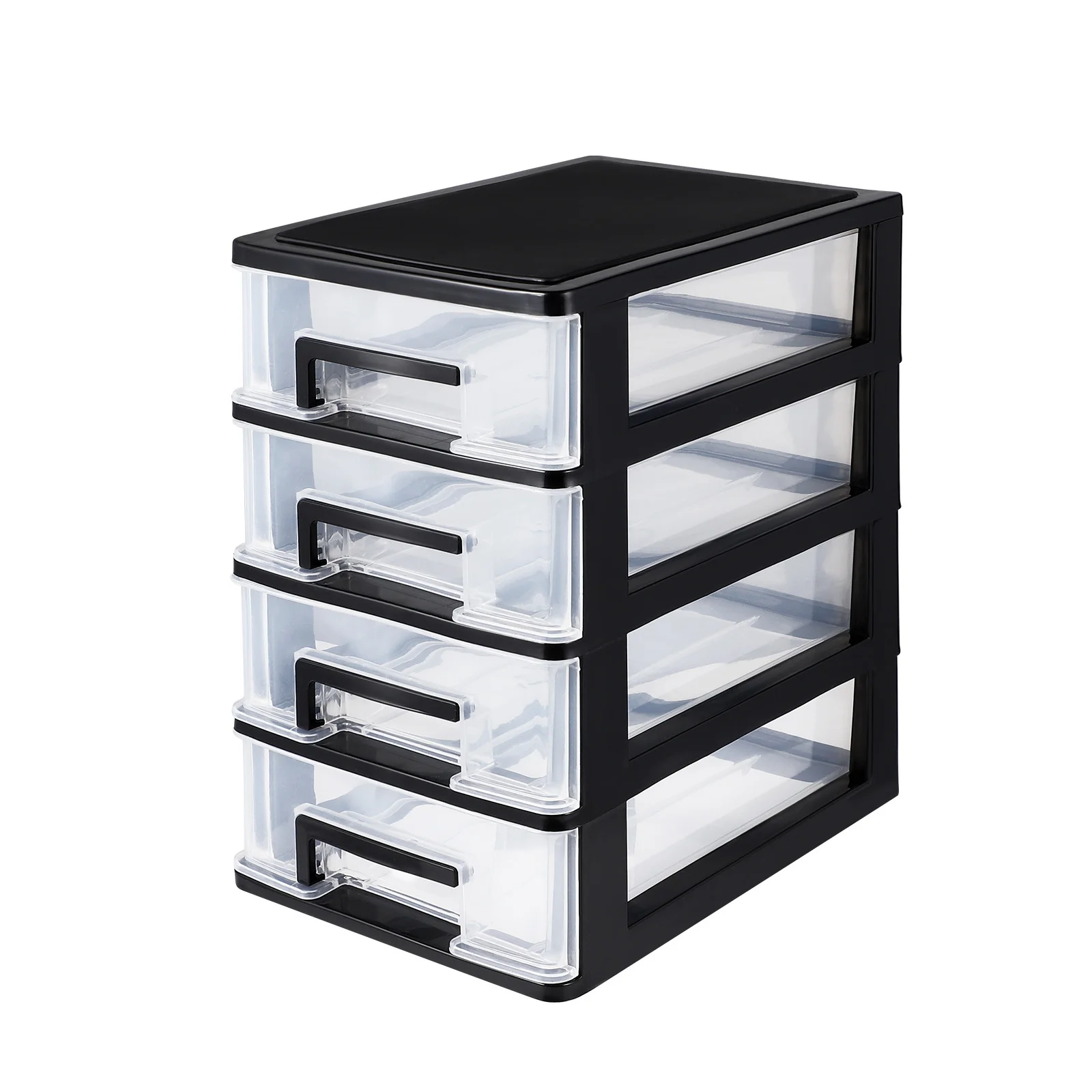 

Four-Layer Drawer Type Storage Cabinet Plastic Multifunction Organizer for Office Study Room Home Desktop Items Sorting Black