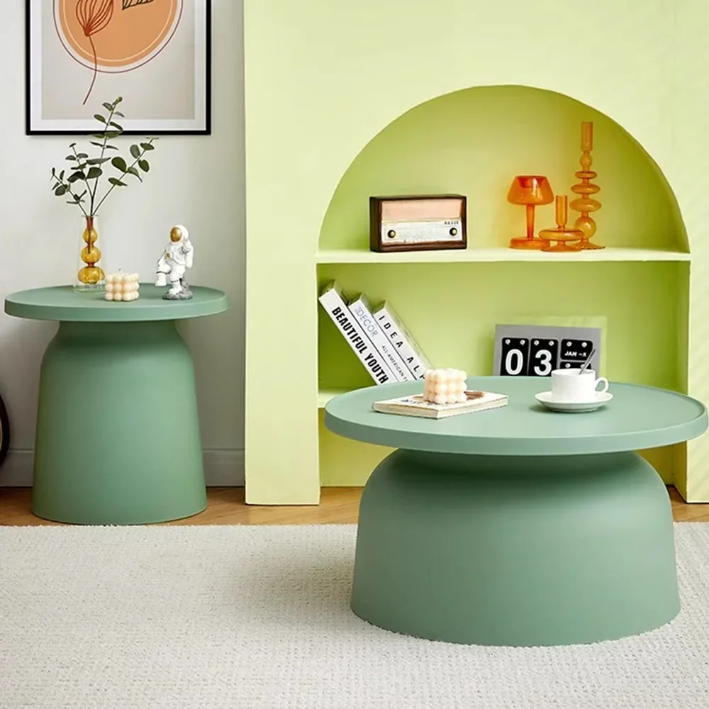 Round Plastic Coffee Tables Minimalist Korea Modern Outdoor Small Coffee Tables Cute Aesthetic Mesa Centro Interior Decorations
