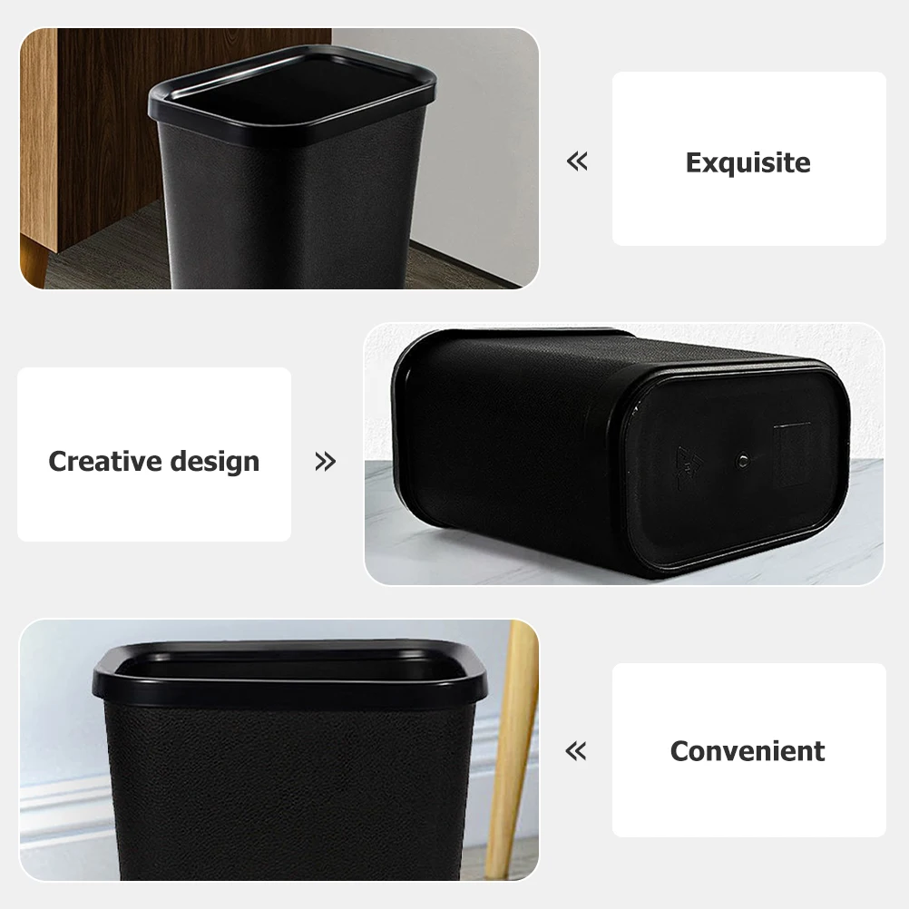 

Large Capacity No Lid Trash Can 15L Sturdy Build for Home Hotel Office Bedroom Plastic Rubbish Container Trash Can