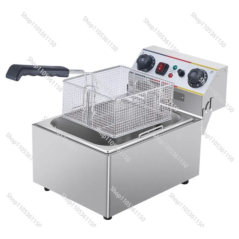 220V Fried Pan Commercial Electric Fryer Large Capacity Thickened French Fries Deep-fried Dough Sticks Single Double Cylinder