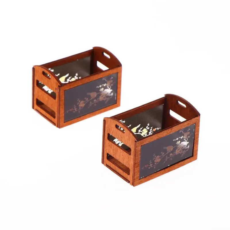 Estante en miniatura para casa de muñecas, cesta de almacenamiento, muebles, modelo de decoración para el hogar, accesorios para casa de muñecas, 1:12